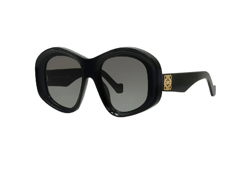 OCCHIALI DA SOLE LOEWE ANAGRAM LW40181I (01B) oversize nero con lenti sfumate grigie