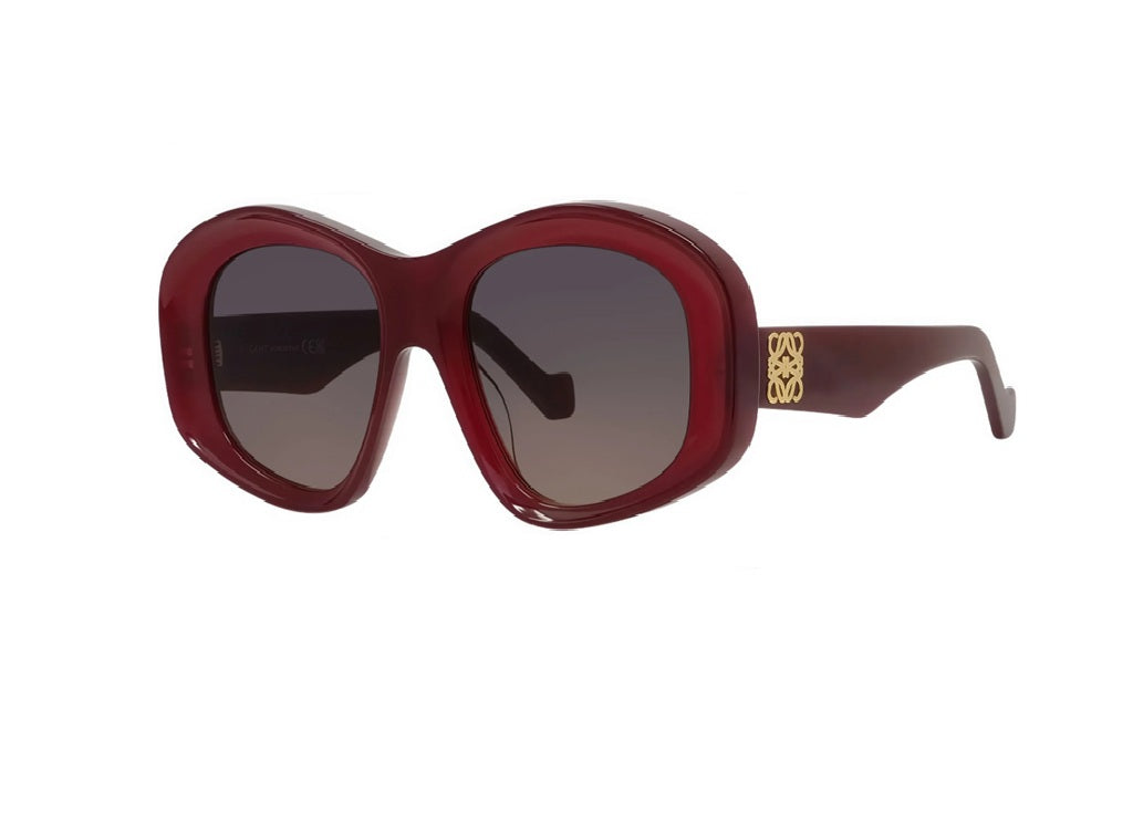 OCCHIALI DA SOLE LOEWE ANAGRAM LW40181I (66Z) oversize rosso lucido con lenti sfumate viola