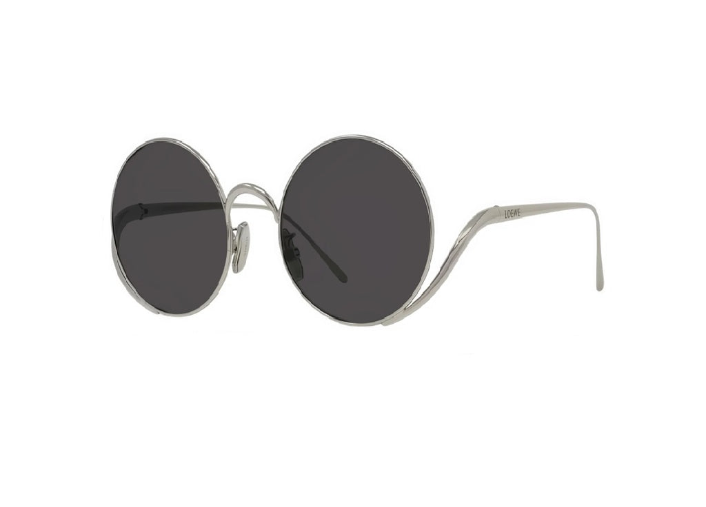 LOEWE SIGNATURE SUNGLASSES LW40187U (16A) round silver-colored metal and gray lenses