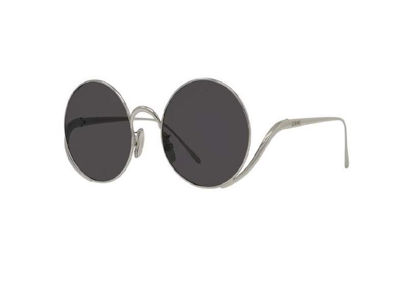 LOEWE SIGNATURE SUNGLASSES LW40187U (16A) round silver-colored metal and gray lenses