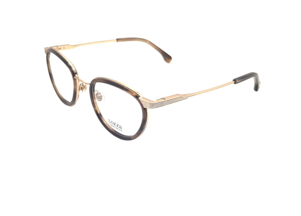 LOZZA VL2266 (08FF) Unisex round gold and havana metal optical