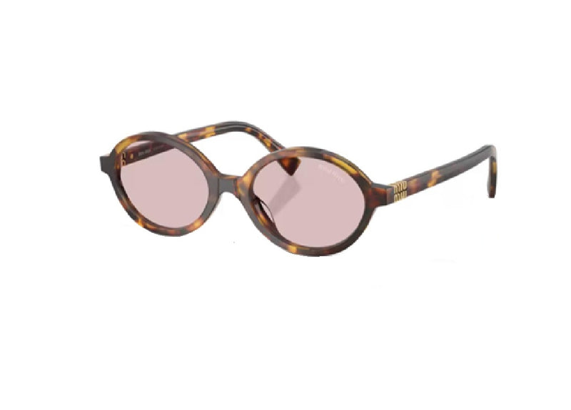 MIU MIU MU 04ZS (14L410) oval SUNGLASSES in havana acetate and pink lenses
