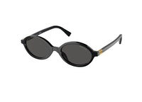 MIU MIU MU 04ZS (1AB5S0) oval sunglasses in black acetate and grey lenses