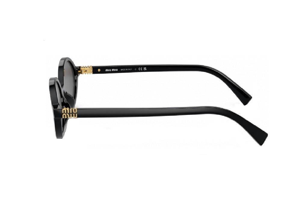 MIU MIU MU 04ZS (1AB5S0) oval sunglasses in black acetate and grey lenses