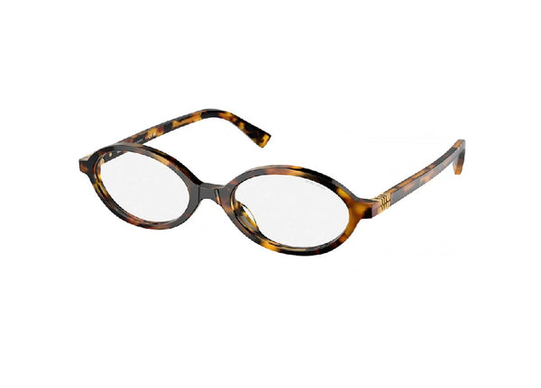 OCCHIALI DA SOLE MIU MIU MU 04ZS (VAU08N) ovali in acetato havana e lenti blu trasparenti viola