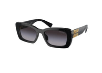 MIU MIU MU 07YS (1AB5D1) rectangular black acetate sunglasses with grey lenses