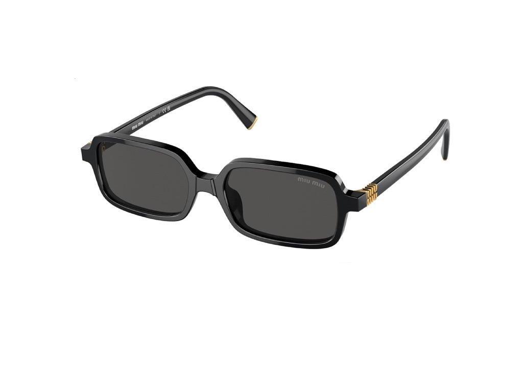 OCCHIALI DA SOLE MIU MIU MU 11ZS (16K5S0) rettangolari in acetato nero e lenti grigie
