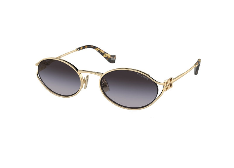 MIU MIU MU 52YS (ZVN5D1) sunglasses in gold-tone metal with grey lenses