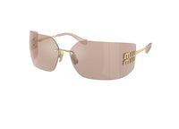 MIU MIU MU 54YS (ZVN20F) geometrische Sonnenbrille in Gold und Rosa
