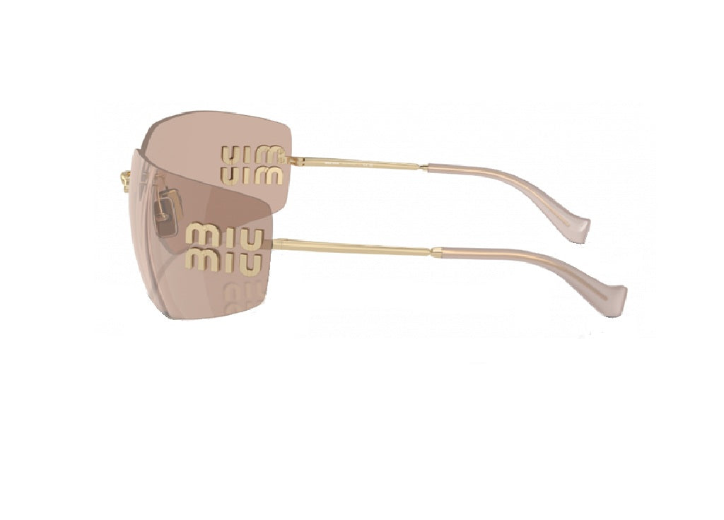 MIU MIU MU 54YS (ZVN20F) geometrische Sonnenbrille in Gold und Rosa