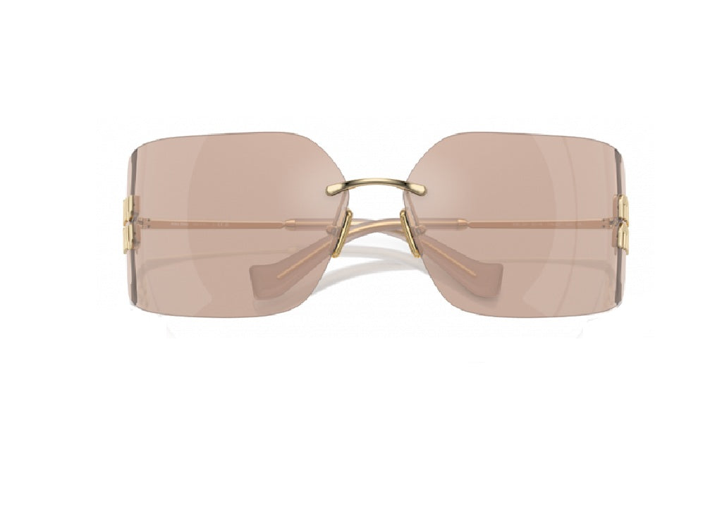 MIU MIU MU 54YS (ZVN20F) geometrische Sonnenbrille in Gold und Rosa
