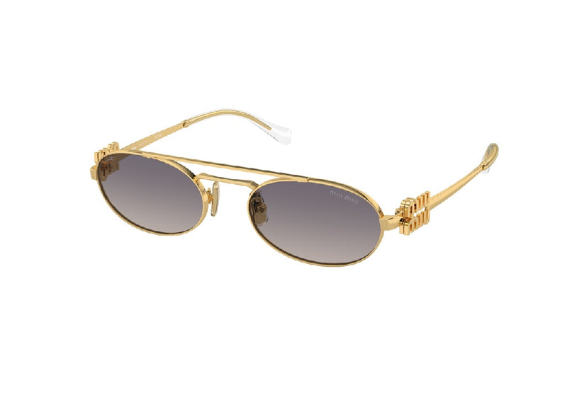 MIU MIU MU54ZS (5AK30C) SUNGLASSES gold with mirrored gradient grey lenses