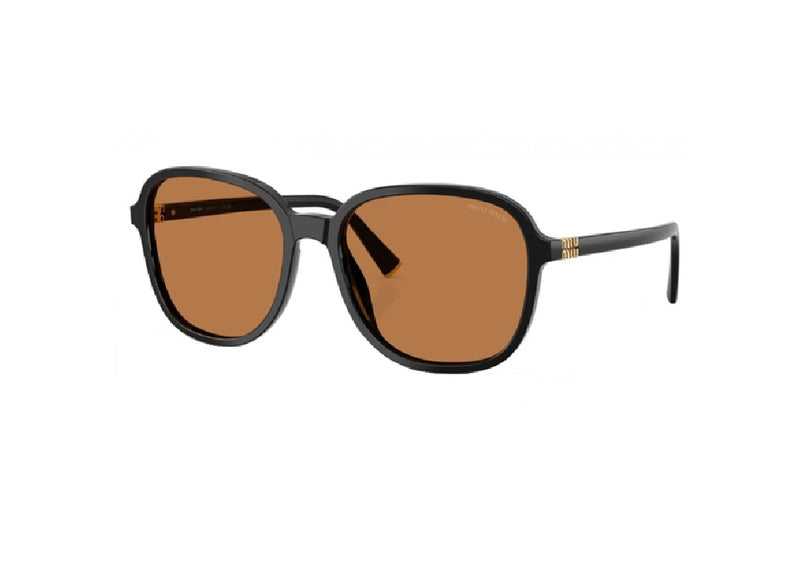 OCCHIALI DA SOLE MIU MIU MU B01S (16K90Q) in acetato nero e lenti marrone
