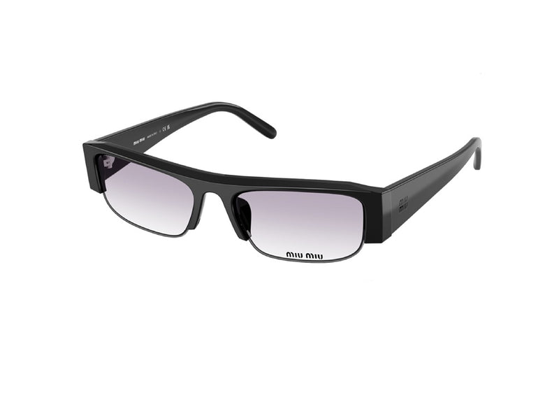 MIU MIU SUNGLASSES MU B07S (16K04O) black with transparent grey gradient lens