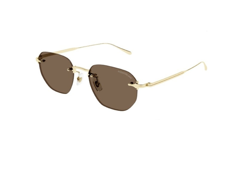 MONTBLANC MB0405S (002) SUNGLASSES in gold metal and brown lenses