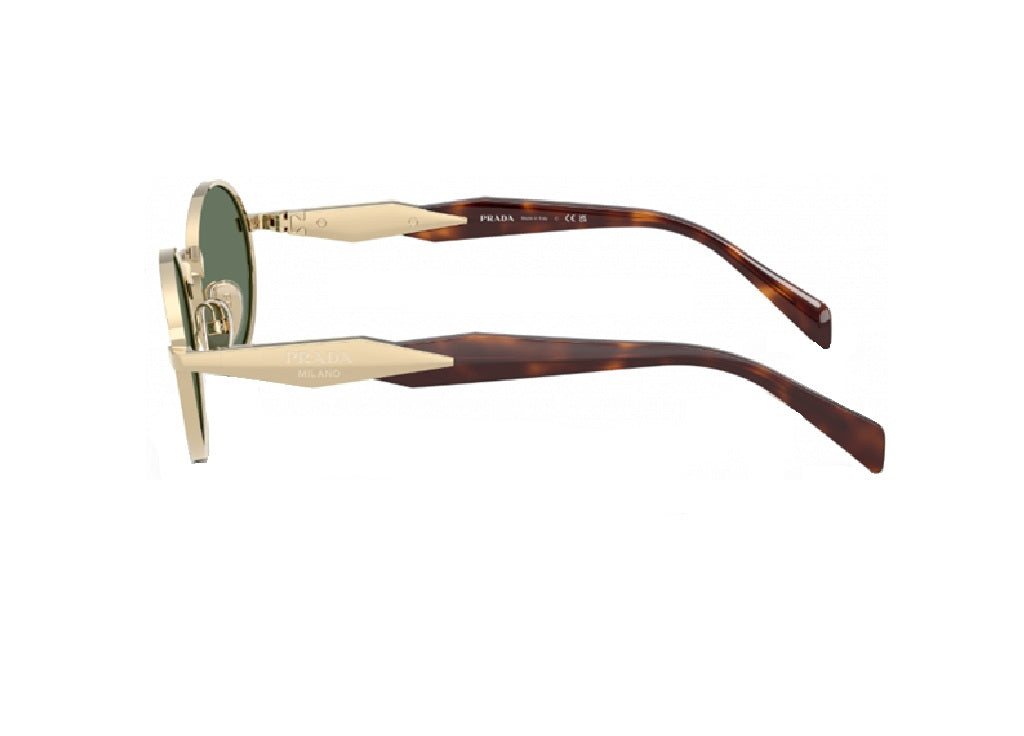 OCCHIALI DA SOLE PRADA PR65ZS (ZVN70L) ovali in metallo color oro e lenti verdi