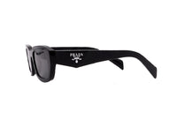 PRADA PRB06S (16K08Z) oval sunglasses in black acetate and grey lenses