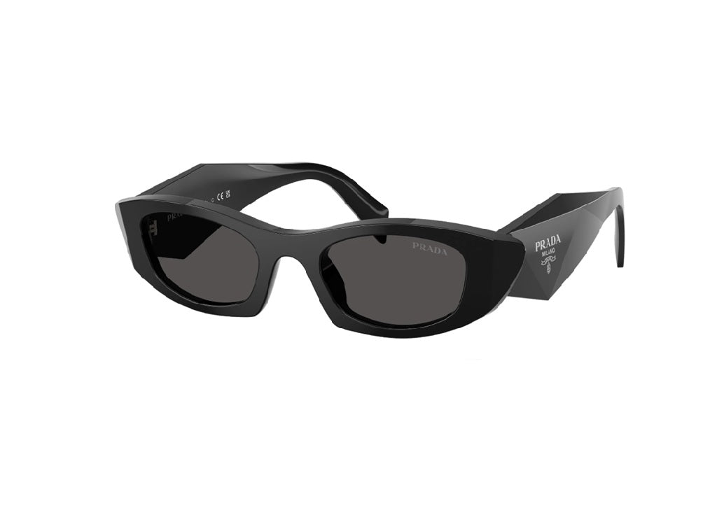 OCCHIALI DA SOLE PRADA PRB16S (16K08Z) ovali in acetato nero e lenti grigie