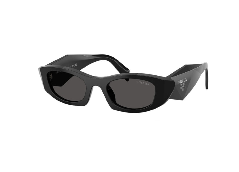 OCCHIALI DA SOLE PRADA PRB16S (16K08Z) ovali in acetato nero e lenti grigie