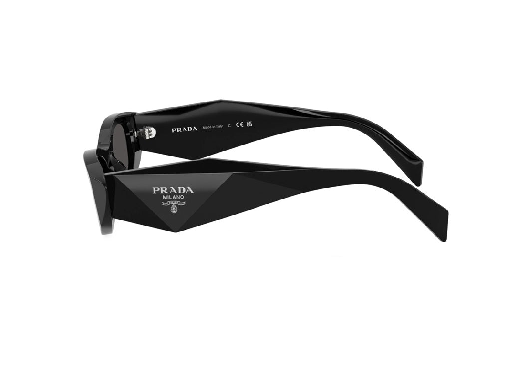 OCCHIALI DA SOLE PRADA PRB16S (16K08Z) ovali in acetato nero e lenti grigie