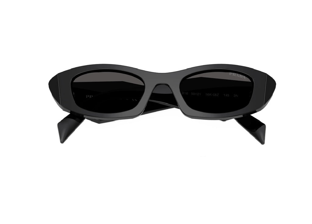 OCCHIALI DA SOLE PRADA PRB16S (16K08Z) ovali in acetato nero e lenti grigie