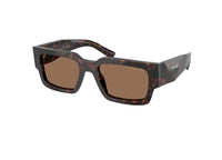 OCCHIALI DA SOLE PRADA PRB17S (17N06B) rettangolari in acetato havana e lenti marroni