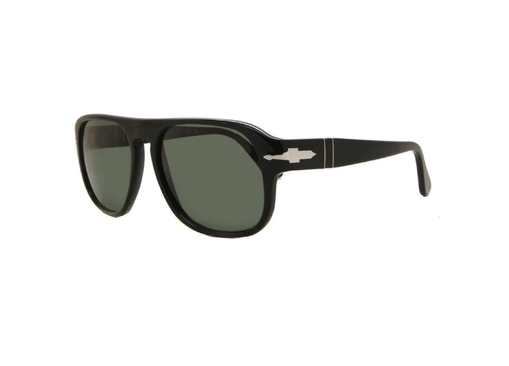 PERSOL PO3310S JEAN (95/31) SONNENBRILLE aus schwarzem Acetat und grünen Gläsern