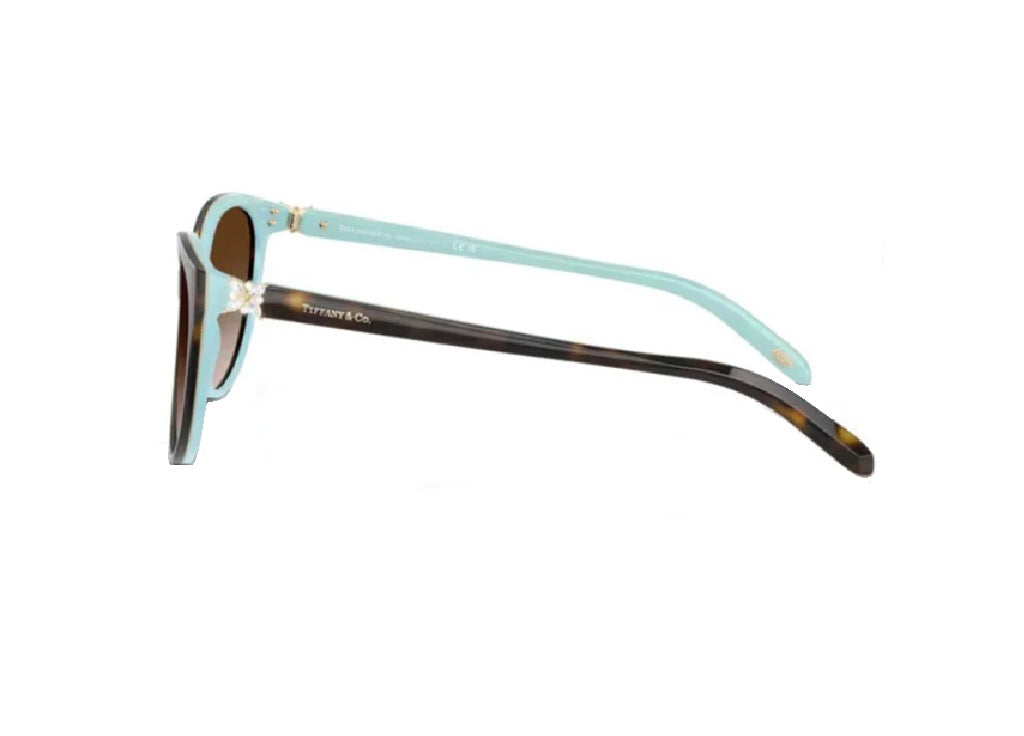 TIFFANY&CO. TF4089B (81343B) cat eye sunglasses in Tiffany blue/havana acetate and brown gradient lenses