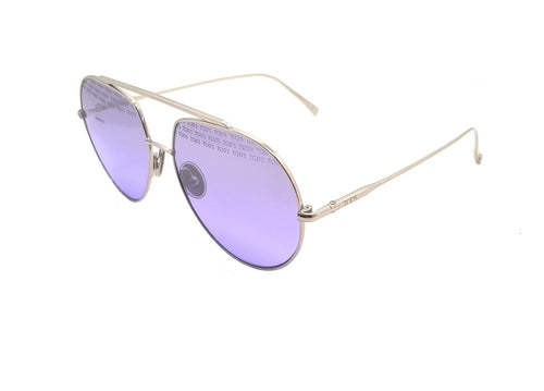 TOD'S TO0276/S (16Z) occhiali da sole unisex, pilot, in metallo color argento e lenti viola a specchio con scritta TOD'S